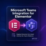 Microsoft Teams Integration for Elementor plugin cover with Elementor and Teams logos connected by an arrow