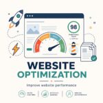 Website speed optimization service cover showing a Lighthouse performance score of 98 and a speed gauge